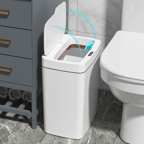 Pattumiere 1518L Smart Sensor Pattumiera Bagno Secchio per immondizia Automatico Impermeabile N Cestino per rifiuti Cucina Bin Home 230721