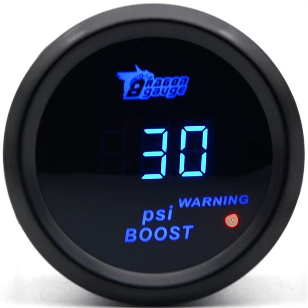 DRAGON GAUGE 2 pollici 52MM Boost Turbo Gauge Colore nero Led blu digitale -15-30PSI241y