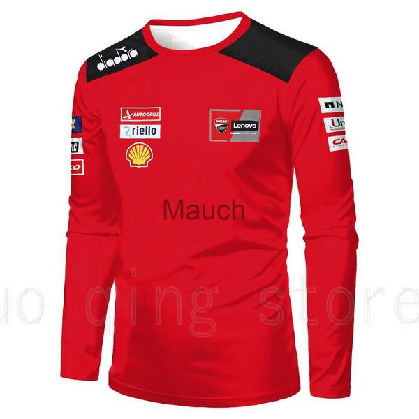 Camisetas Masculinas 2023 Moda Masculina Primavera e Outono Camisetas Impressão 3D Moto Gp Outdoor Esportes Radicais Vestuário Redondo Ne Solto Manga Longa Vermelho J230721