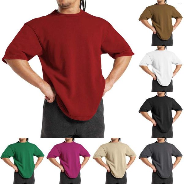 Camisetas masculinas sob homens de moda de moda e verão casual de manga curta de coloração sólida de cor sólida meias tamanho 911 pacote