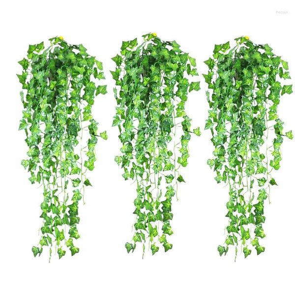 Flores decorativas 2.1M Planta Artificial Videiras Penduradas na Parede Rattan Folhas Ramos Ao Ar Livre Jardim Decoração para Casa Plástico Folha de Seda Falsa Ivy