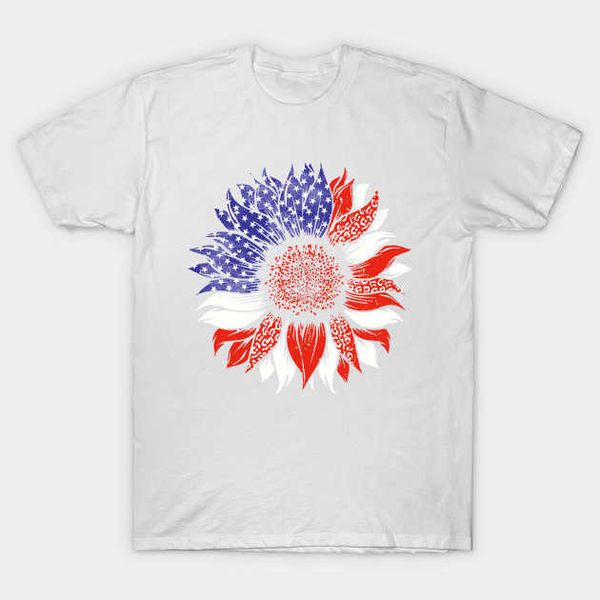 4 de julho Dia da Independência Comemoração do Dia da Independência dos EUA T-shirt Girassóis