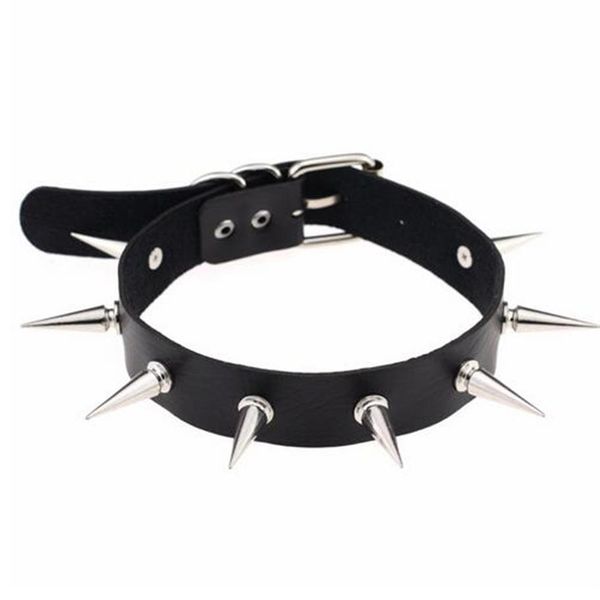 Collana girocollo goth in pelle PU con collo a cintura nera Spike per donna girocollo da club per feste Sexy gioielli gotici2742