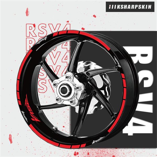 Anel interno da motocicleta adesivos reflexivos logotipos decorativos e decalques fita de proteção de aro para APRILIA RSV4 rsv 42876