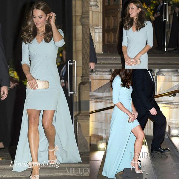 Jenny Packham Kate Middleton Himmelblaues Abendkleid High Low Celebrity Dress Formelles Abschlussball-Party-Event-Kleid2571