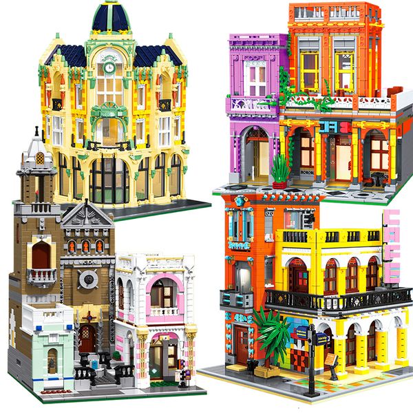 Action Toy Figures MIni Creative City Street View Building Blocks Coffee Style Architecture Bricks Set MOC Store Toys Gifts For Adults Friends Kids 230721