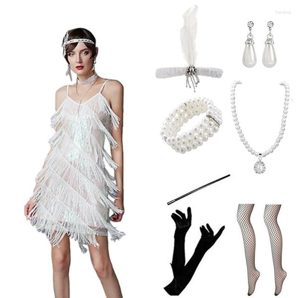 Abbigliamento da palcoscenico Anni '20 Cocktail VintagePrimavera Estate Vestito da flapper Stile Carnevale di Venezia Per donna Per adulto Con lustrini Nappa Costume Vintage Cosplay