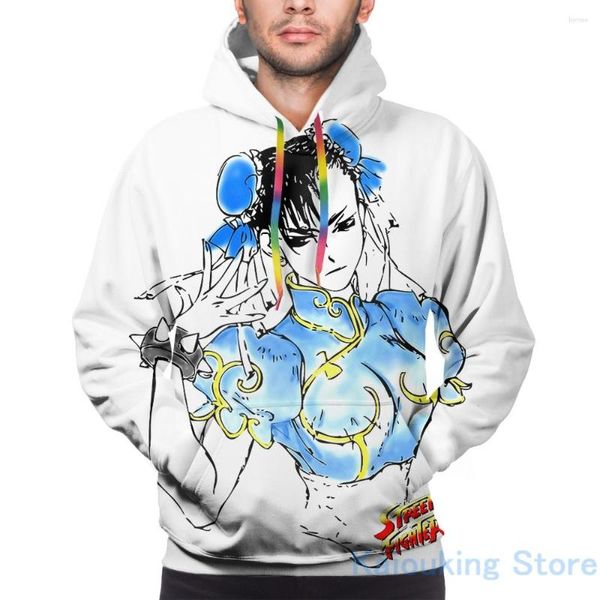 Herren-Kapuzenpullover, Herren-Sweatshirt für Damen, lustiger Streetfighter 2 Chun Li-Aufdruck, lässiger Kapuzenpullover, Streetwear