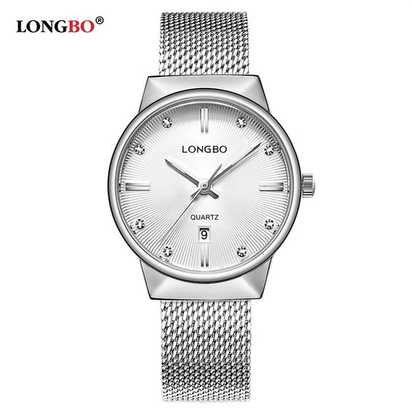 LONGBO Business Männer Frauen Uhren Luxus Edelstahl Band Männlich Weiblich Quarzuhr Kalender Paar Armbanduhr Geschenke 5028361S