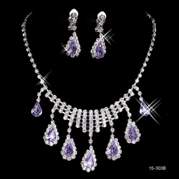 Affascinante set da sposa viola da sposa Accessori Gioielli Collana Set di orecchini Gioielli da festa per la sposa della festa nuziale265z