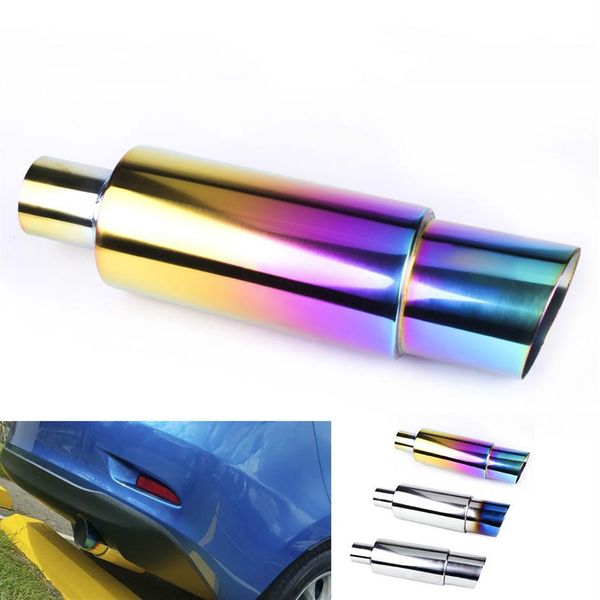 Araba Egzoz Mufflers Evrensel Izgara Neo Chrome 304 Paslanmaz Çelik Egzoz Boru Yarışı Susturucu Tip RS-CR1002-NM Blue291p