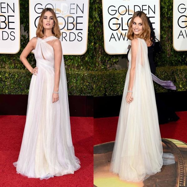 Prêmio Globo de Ouro 2021 Lily James Celebridade Formal Vestidos de noite Tule Até o chão Vestidos de festa de formatura2149