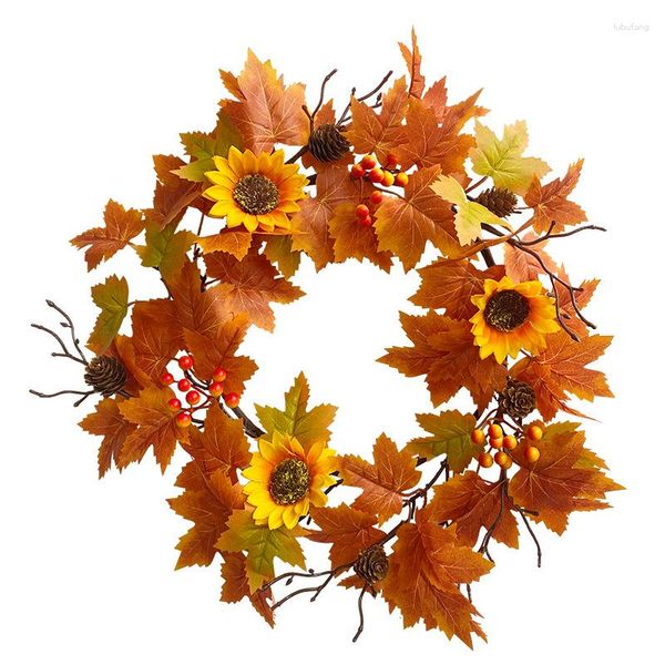 Flores decorativas Artificiales Girlower Wreathholiday Party Decoration Fake Plant Home Decor Autumn