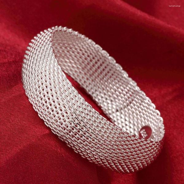 Armreif Luxus 925 Stempel Silber Farbe Armbänder Für Frauen Feine Runde Net Weihnachtsgeschenke Mode Hochzeit Schmuck