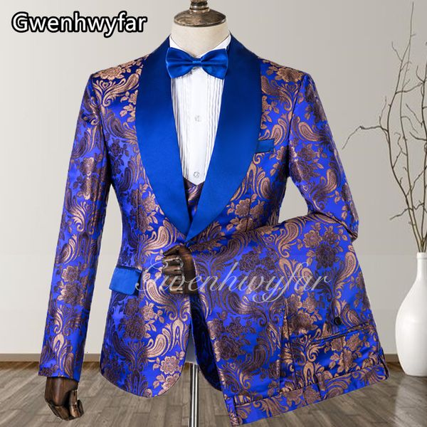 Erkek Suit Blazers Royal Blue Slim Fit Özel Yapımı Erkek Düğün Damat Smokin Üç Parçası Groomsmen Düzenli Büyük Boyutlar 230720
