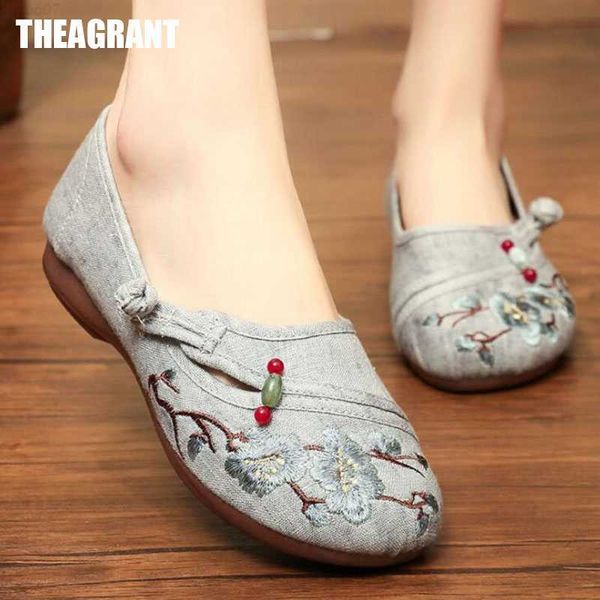 Scarpe eleganti THEAGRANT Scarpe piatte Donna Retro donne ricamate cinesi Mocassini slip-on Scarpe casual in tela floreale WFS3106 L230721