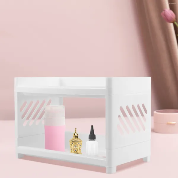 Aufbewahrungsboxen Regal Badezimmer Kosmetikhalter Doppelschicht Rack Stand Toiltiger Organisatoren Eitelkeit 2-tieres Make-up-Arbeitsplatte Schreibtisch