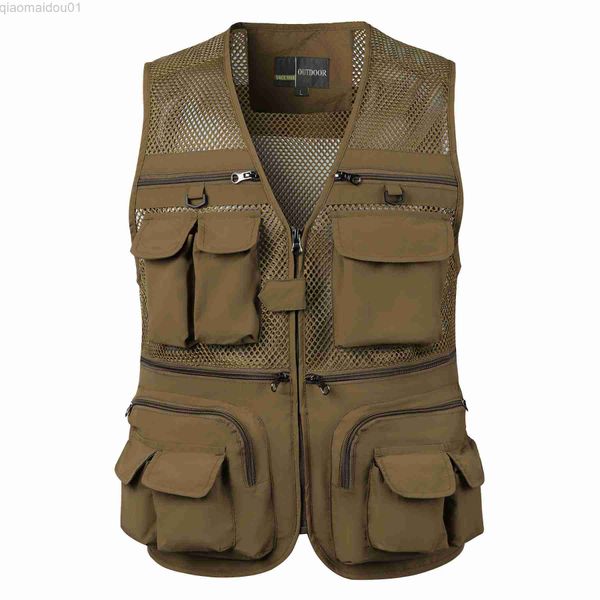 Giacche da uomo Gilet da uomo Gilet tattico palmato Cappotto estivo Fotografo Gilet Strumento Molte tasche Maglia da lavoro Giacca senza maniche Uomo L230721