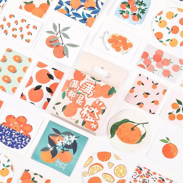 Embrulho para presente Adesivos laranja fofos Material para scrapbooking Diário Pacote de adesivos decorativos Passatempo DIY Acessórios Artigos de papelaria Suprimentos para artesanato