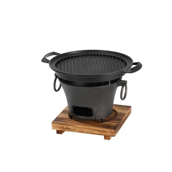 Taşınabilir Dökme Demir Kömür Barbekü Izgara Kore Stil Barbekü Izgaraları Tablo Üst Barbekü Sobası Soba Retro Isıtma Sobası Alüminyum Pan Wit299H