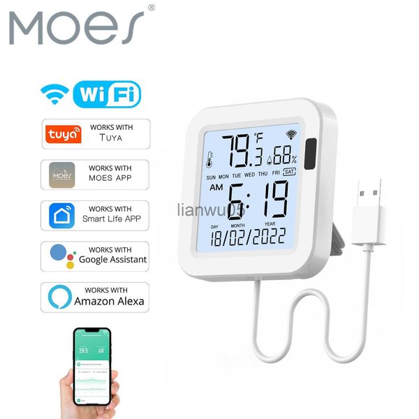 Toalheiros Moes WiFi Sensor de Temperatura Umidade Tela LCD Sensor Infravermelho Retroiluminação Smart Tuya APP Controle Remoto Alexa Google Voice x0721