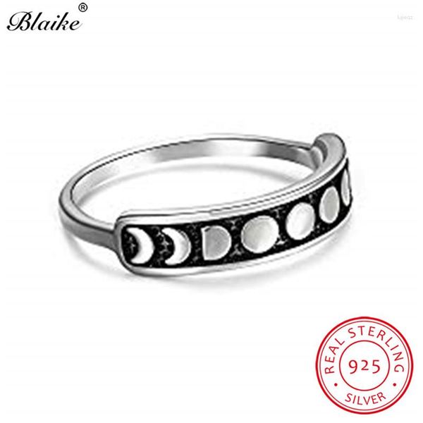 Cluster Ringe Antike S925 Sterling Silber Für Männer Frauen Vintage Hochzeit Phase Ring Weiblich Männlich Minimalistischen Stapeln Party Schmuck