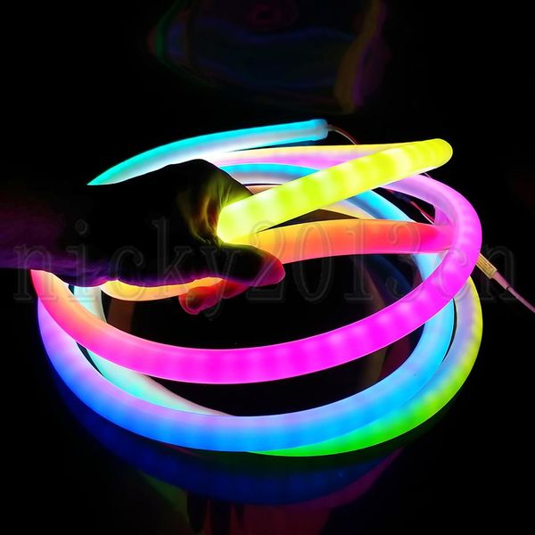 12 V 5m WS2811 ADRESSABLE 5050 RGB LED PIXEL NEON SIBE TUBE FELTEIBE STRIP LIGHT 360 RUND 360LEDS PVC IP67 WASGERFORTE DRAUM COPP 2732