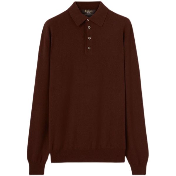 Herrenpullover Revers weinroter Pullover Business Casual Langarm Kamelhaarpullover Loro Piana