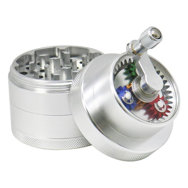 Fumar colorido Liga de Alumínio Gear Manual Shaking Herb Tobacco Grind Spice Miller Grinder Crusher Grind Chopped Hand Muller Portable Cigarette Holder DHL