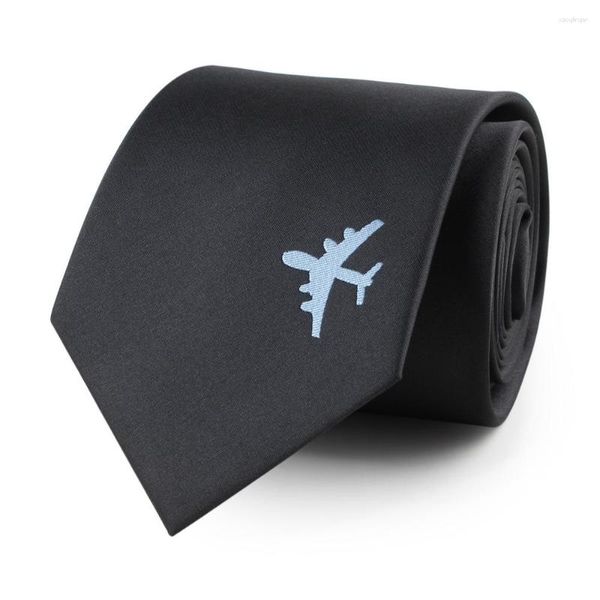 Bow Ties Veektie Moda Siyah Hava Uçağı Deseni Kazı Katı İş Men için Serin Vestidos fermuar kravat 6 7 8cm Resmi Smokin İnce