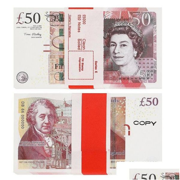 Altre forniture per feste festive Prop Soldi Giocattoli Uk Euro Dollaro Sterline Gbp Britannico 10 20 50 Commemorativo Note false Giocattolo per bambini Chri Dhxqn