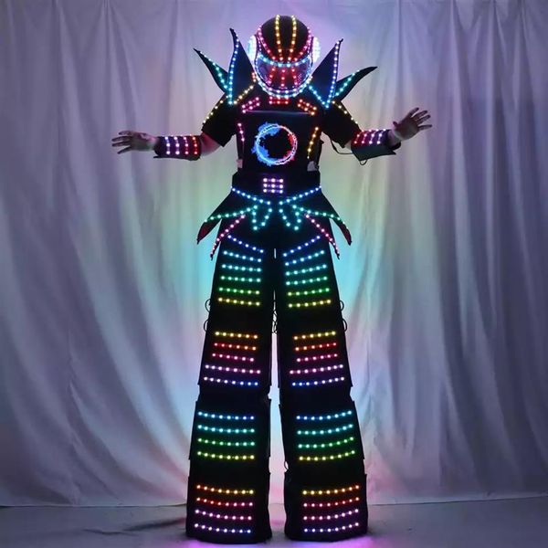 Traje de fantasia de robô de LED com pixels inteligentes coloridos e palafitas 190S