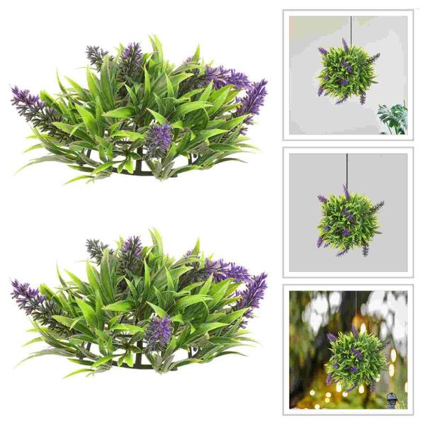 Decorative Flowers Green Tree Ball Artificial Plastic Hanging Lavender Outdoor Fake Grass