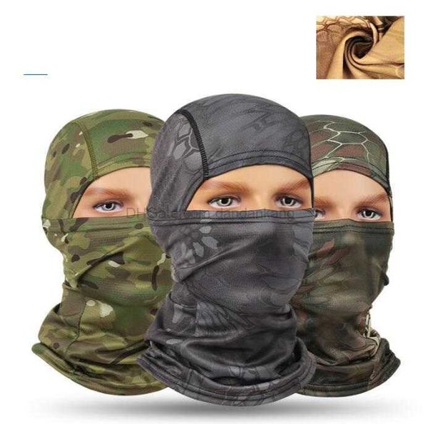 Toptan Polyester Serin Tasarım Kamuflaj Kayak Maskesi Çok renkli Balaclava Şapkaları Motosiklet Bisiklet Bisiklet Maskeleri Cap Sun UV Koruma Maskesi