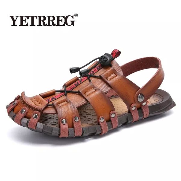 Weich bequeme Leder-Vancat-Freizeitmänner Römische Sommer im Freien Strand Sandalen große Größen 38-47 230720 18878