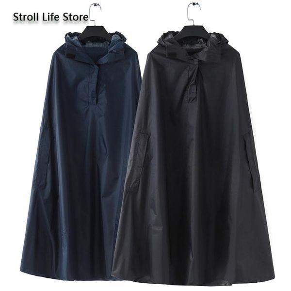 Regenmäntel Lange Regenmantel Mit Kapuze Regen Poncho Abdeckung Frauen Anzug Jacke Schwarz Mantel Wasserdichte Windjacke Kurtka Damska Gift260E