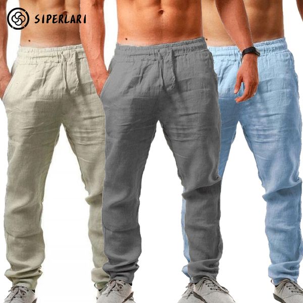 Calças Masculinas Calças Masculinas de Linho de Algodão Calças Masculinas Shorts Calças Respiráveis Fitness Streetwear para Homens Roupas Jogging Outono Verão 230720