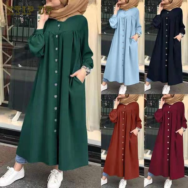 Roupas Étnicas Femininas Muçulmanas Dubai Abaya Kimono Hijab Vestido Longo Kaftan Islam Roupas camisa botão Maxi Vestidos Vestidos Robe Africano Abaya 230721