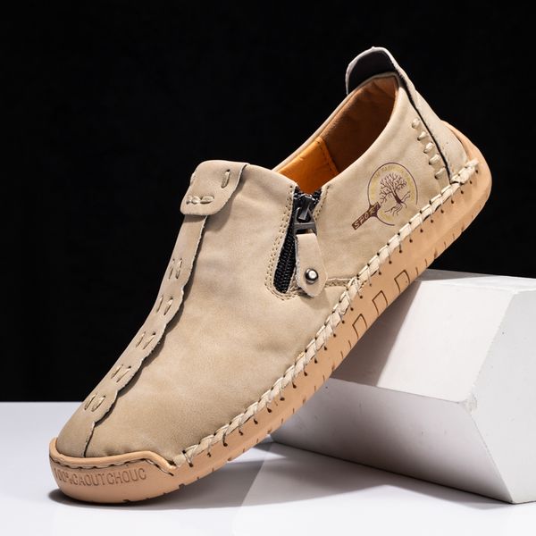 Sapatos formais masculinos de couro feitos à mão casuais mocassins sem cadarço respiráveis sapatos masculinos rasos mocassins ferramentas ferramentas tamanho grande 230720