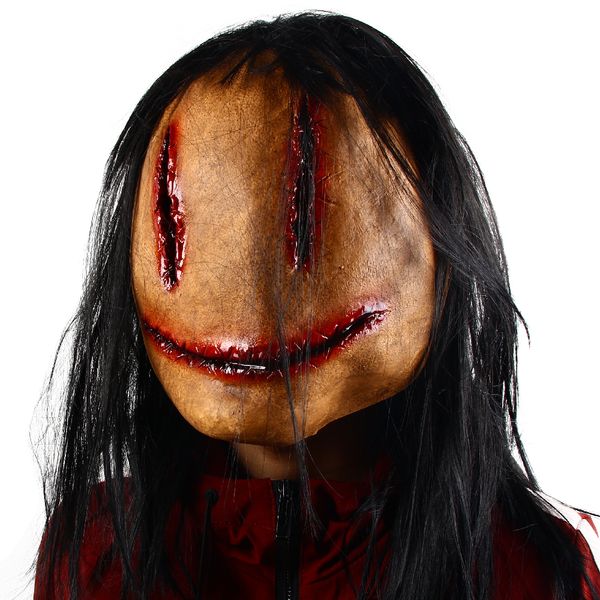 Gesichtslose Smiley-Maske, Halloween-Horror-Kostüm, Party, böse Gesichtsmaske, blutiger Horror, Cosplay, kniffliges Kostüm, Spukhaus-Requisiten