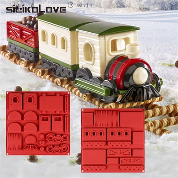 Silikolove Yeni 3d Kek Kalıp Silikon Kek Kalıp Fantezi Gingerbread Tren Şekeri Şekercraft Çikolatalı Tatlı Kalıplar DIY Pişirme Kalıp T237Z