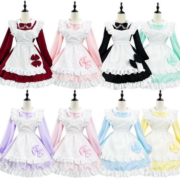 Giapponese Kawaii School Gift Party Cosplay Dress manica lunga 8 colori Anime Maid Costume Pink Princess Animation Show Maid Roleplay Outfit