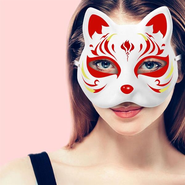 Maske Katze Maskerade leere Masken weißes Tier leeres Gesicht Frauen DIY Halloween Cosplay Party Kind Frau Wolf Kostüme Katzenmaske