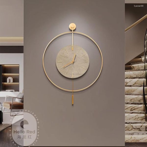 Relógios de parede Minimalismo Relógio alimentado por bateria Arte Longo Preto Luxo Nórdico Redondo Incomum Retro Reloj De Pared Room Decorarion