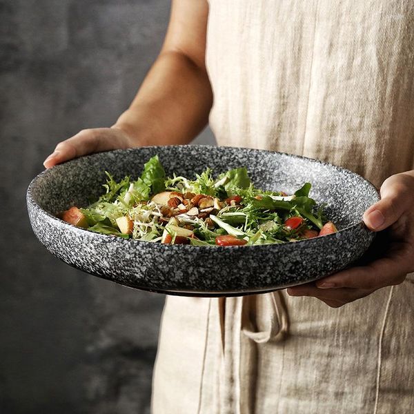 Teller aus Keramik für Salat, selbstgekochtes Geschirr