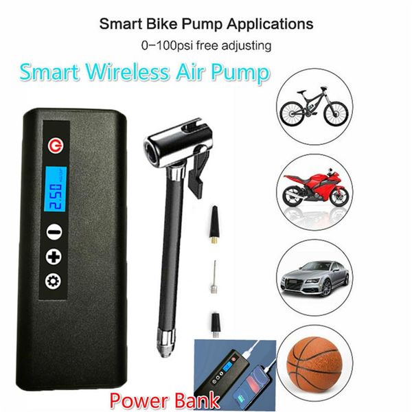 Nuova pompa ad aria per gonfiaggio intelligente wireless con luce a LED e display LCD 150PSI Compressore ricaricabile Digita per pneumatici per auto Bicicletta Tir344J