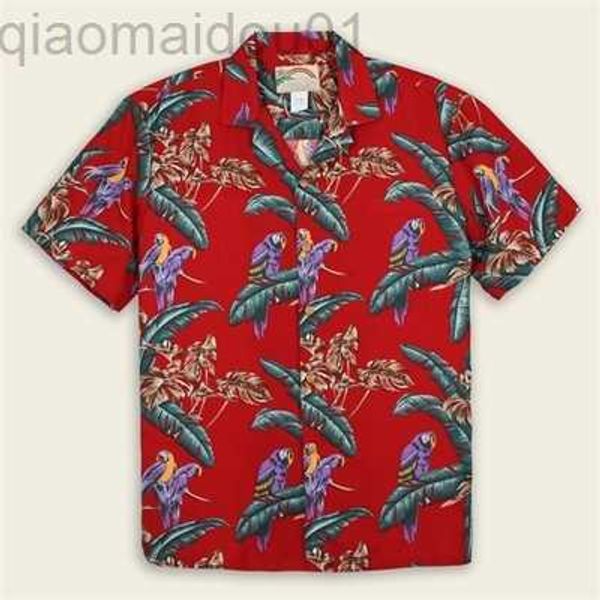 Camicie casual da uomo Camicie da uomo nuove Hawaii Stile tropicale Stampa pappagallo Manica corta ha Camicie Stile cubano Estate Taglie forti Casual L230721