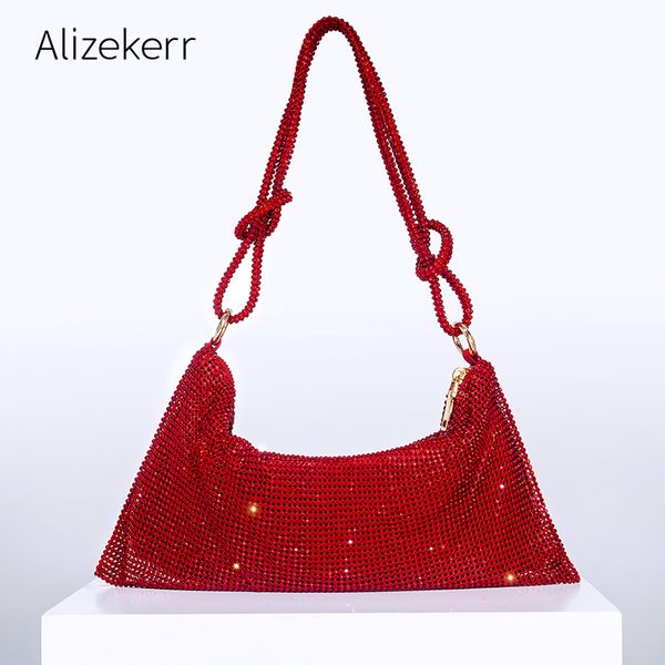 Sacos de noite chiques strass bolsas de embreagem para festa de casamento designer de luxo vinho vermelho nó de cristal alça de ombro bolsas de alta qualidade 230720