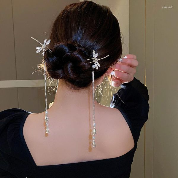 Клипсы для волос ajojewel cz Dragonfly Clip Hairpins для женщин в китайском стиле длинные украшения для кисточки