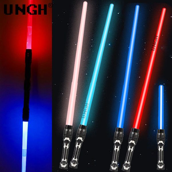 LED Light Sticks UNGH Children Up Simulato Laser Sword Model Toy Kids Boy Game Equipment Prop Play House Giocattoli Lampeggiante e Sounding Deform 230721